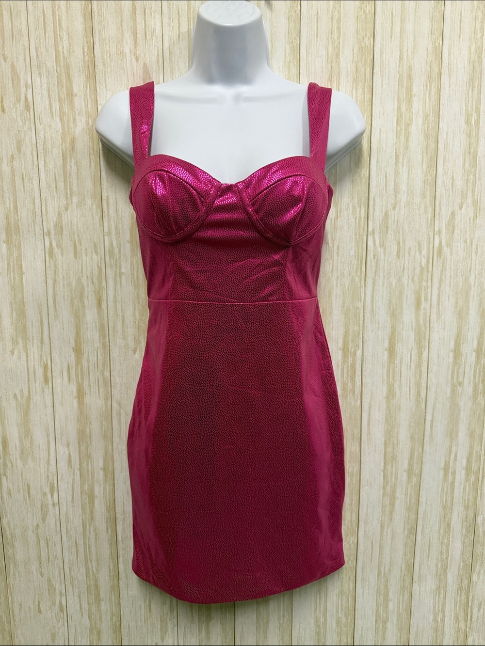 Fuchsia Metallic Bustier Mini Dress